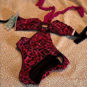 Corpo Pink and Black Leopard One Piece Swimsuit